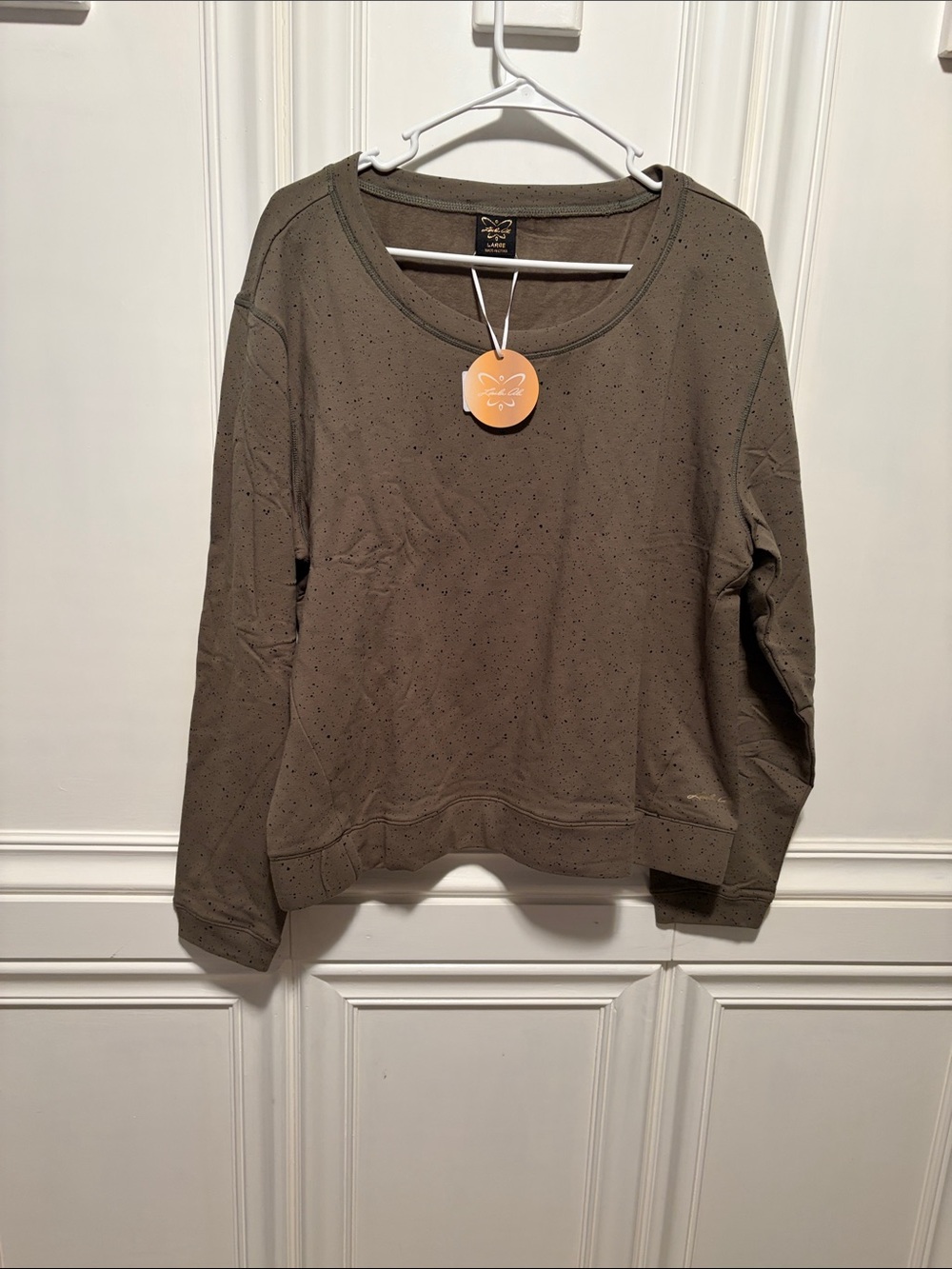 Lightweight Olive Green Speckled Crewneck Sweatshirt